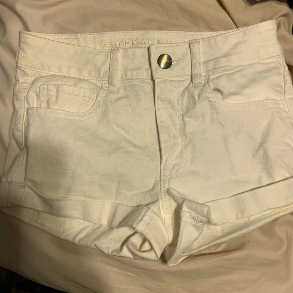 AE white jean shorts